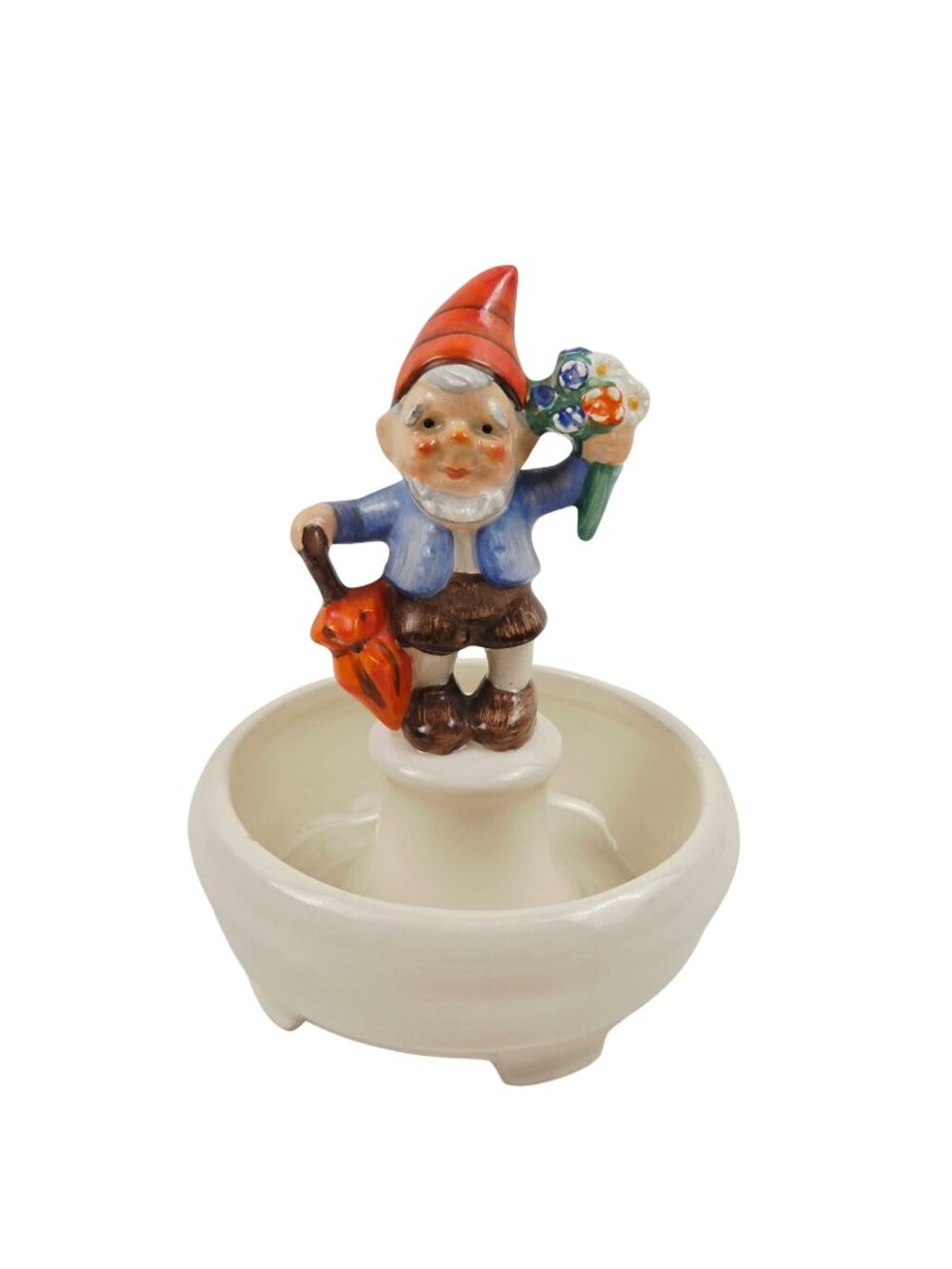 Vintage German Porcelain Gnome Trinket Dish Kunstgewerbehaus Sticher Wuppertal